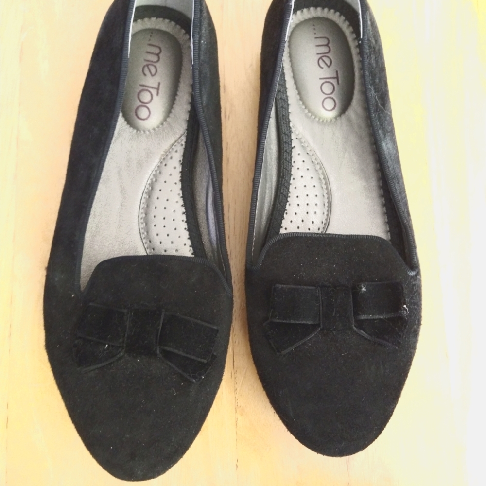 Me Too Black Suede Ballet Flats Size 6
